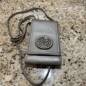 Brighton Zinc Pearl Leather Slim Crossbody Bag